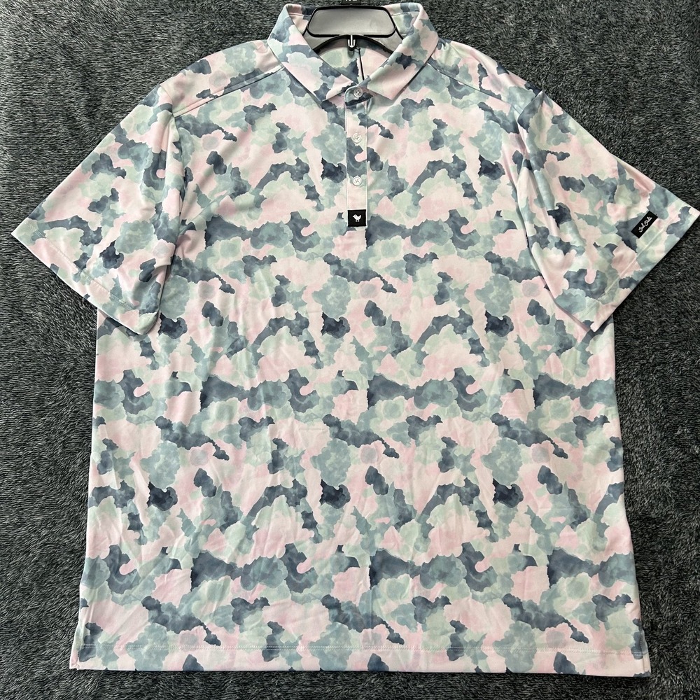 Bad Birdie Mens Size 2XL Printed Pink Green Core Polo Shirt